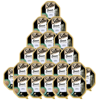 SHEBA Sauce Collection 22x85g Schale – Alleinfuttermittel Nass für ausgewachsene Katzen, Brocken mit Kalbfleisch, in Sauce