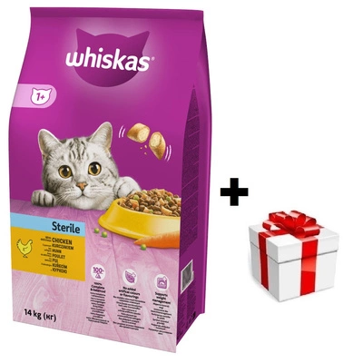 WHISKAS Katzentrockenfutter 1+ Steril mit Huhn 14kg + Überraschung für die Katze