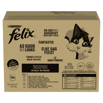 FELIX Fantastisches Katzenfutter in Gelee, Ausgewählte Geschmacksrichtungen, 120x85g