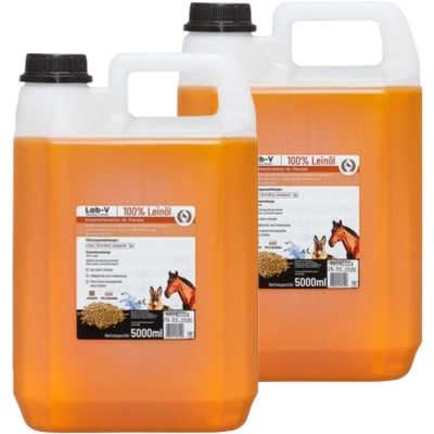 Lab-v Leinsamenöl – 100 % kaltgepresstes Leinöl für Pferde 2x5000 ml