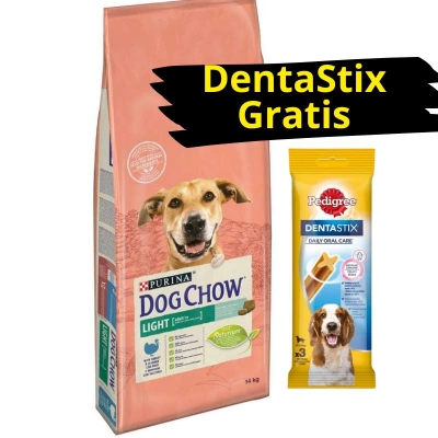 Purina Dog Chow Light Adult mit Pute 14kg + DentaStix GRATIS!