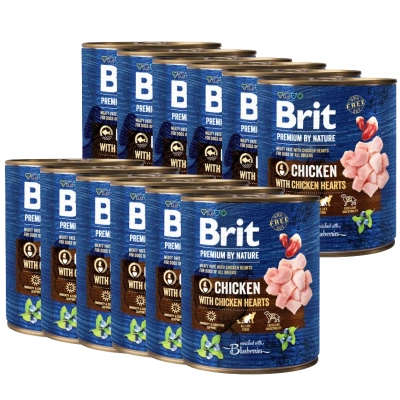 Brit Premium By Nature Chicken With Chicken Hearts 12x800g