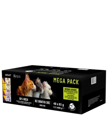 PetRepublic Nassfutter für Katzen, Brocken in zarter Sauce, MIX aus Fleischaromen, 48x85g