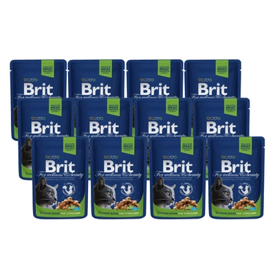 Brit Premium Cat für erwachsene sterilisierte Katzen mit Huhn 12x100g