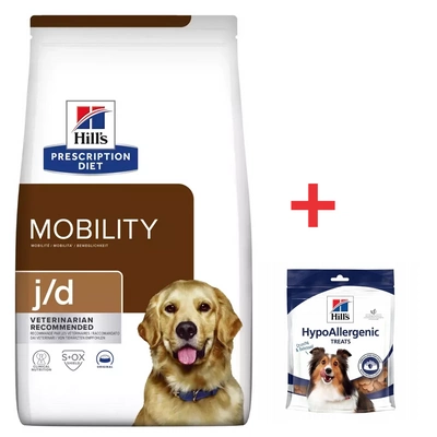 Hill's PD Verschreibungspflichtige Diät für Hunde j/d 12kg + HILLS Hypoallergene Hundeleckerli 220g FREE
