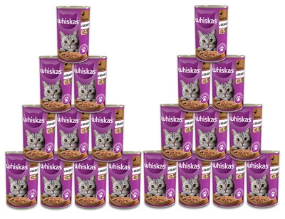 WHISKAS Katzennassfutter 1+ mit Ente & Gelee 24x400g