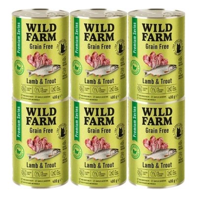 WILD FARM Premium Grain Free Lamm und Forelle 6x400g - getreidefreies Katzenfutter