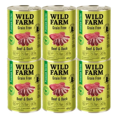 WILD FARM Premium Grain Free Rind und Ente 6x400g - getreidefreies Katzenfutter