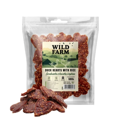 WILD FARM Enten- und Reisherzen 500 g Hundeleckerli
