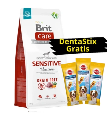 BRIT CARE Getreidefrei Sensitive Wildfleisch 12kg + 3x DentaStix GRATIS!