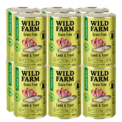 WILD FARM Premium Grain Free Lamm und Forelle 12x400g - getreidefreies Katzenfutter