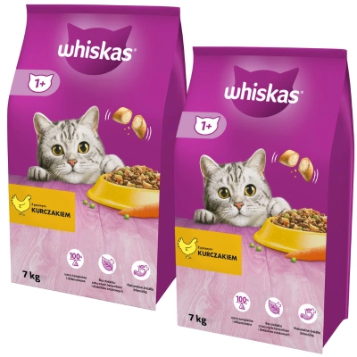 WHISKAS Katzentrockenfutter 1+ mit Huhn 2x7kg