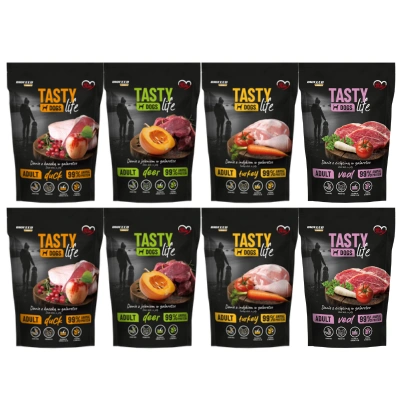 Tasty Dogs Life Gemischte Geschmacksrichtungen in Gelee 8x150g