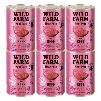 WILD FARM Pate Beef 6x400g - glutenfreies Katzenfutter