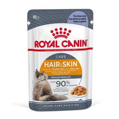 ROYAL CANIN Hair&Skin 12x85g Gelee-Nassfutter für ausgewachsene Katzen, gesunde Haut, schönes Fell