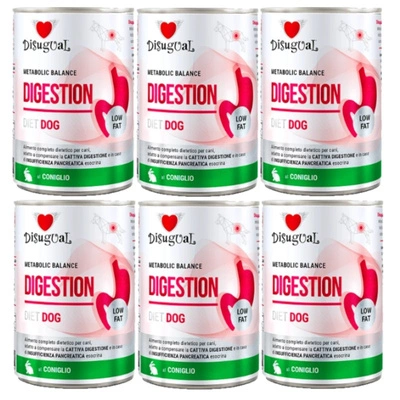 Disgual Nassfutter für Hunde, Veterinärmedizin, Verdauung, Kaninchen (ausgewachsen), 6x400 g