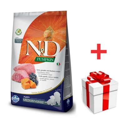Farmina N&D Pumpkin Grain Free Canine Puppy Medium&Maxi Lamb&Blueberry 12kg + eine Überraschung für Ihren Hund