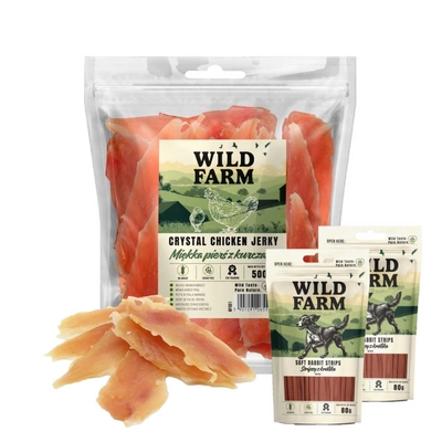 WILD FARM Weiche Hühnerbrust 500g Hundeleckerli & WILD FARM Kaninchenstreifen 2x80g Hundeleckerli
