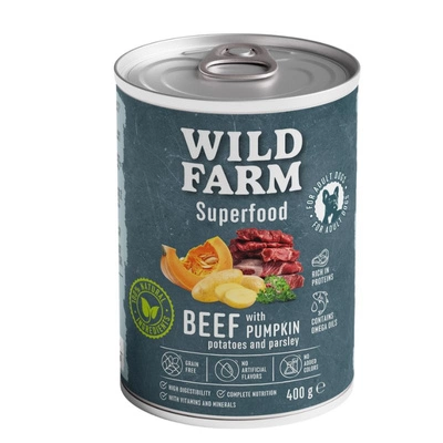 Wild Farm Superfood Rindfleisch 400g getreidefreies Hundefutter