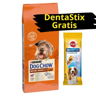 PURINA Dog Chow Mature Senior Lamb 14kg + DentaStix GRATIS!