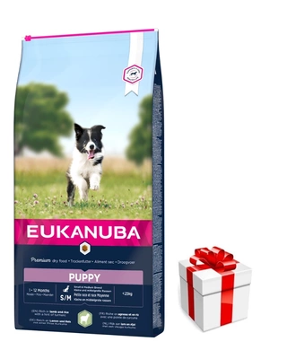 Eukanuba Puppy&Junior Small/Medium Lamb&Rice 12kg + eine Überraschung für Ihren Hund GRATIS!