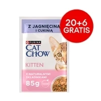 CAT CHOW Kittenfutter für Kätzchen mit Lamm und Zucchini in Sauce 85 g – 20 BEUTEL + 6 GRATIS!!!