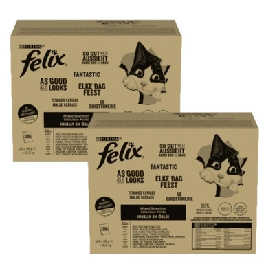 FELIX Fantastisches Katzenfutter in Gelee, Ausgewählte Geschmacksrichtungen, 240x85g