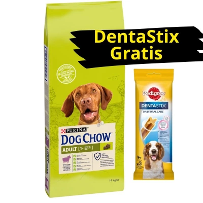 Purina Dog Chow Adult mit Huhn 14kg + DentaStix GRATIS!