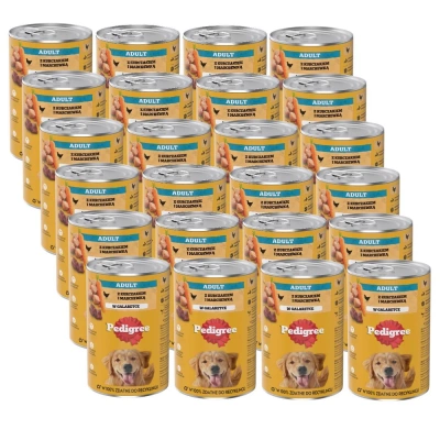 PEDIGREE Adult Dose 24x1200g - Nasses Alleinfuttermittel für ausgewachsene Hunde, mit Huhn in Gelee
